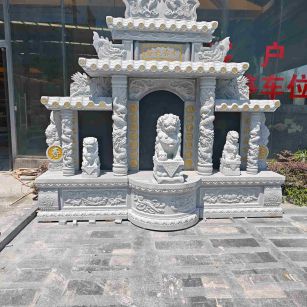 百色芝麻白中国黑石材套墓 花岗岩墓碑