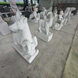 百色芝麻白雕刻 十二生肖 异形雕刻